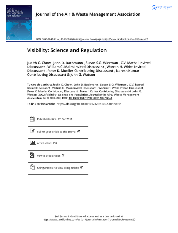 (PDF) Visibility: Science and Regulation