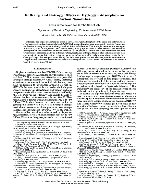 (PDF) Enthalpy and Entropy Effects in Hydrogen Adsorption on Carbon ...