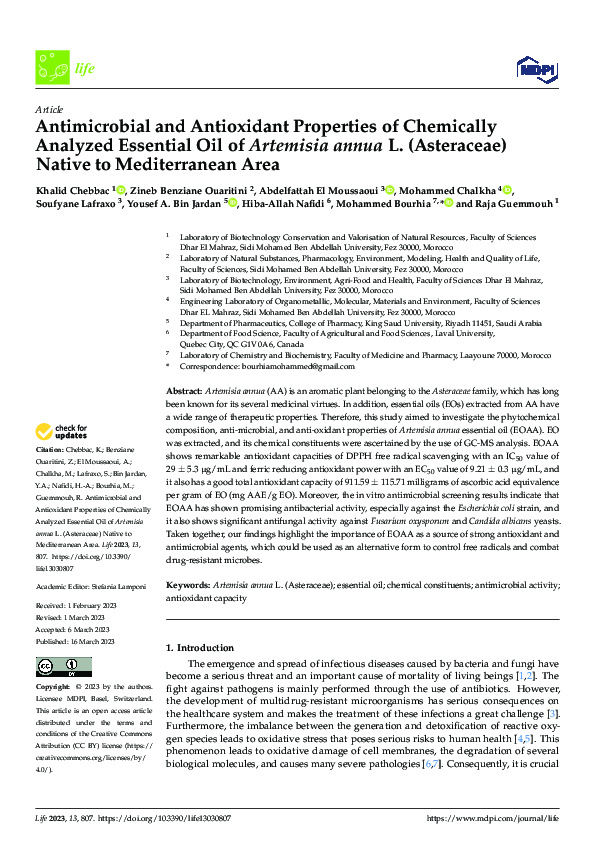 (PDF) Antimicrobial and Antioxidant Properties of Chemically Analyzed ...