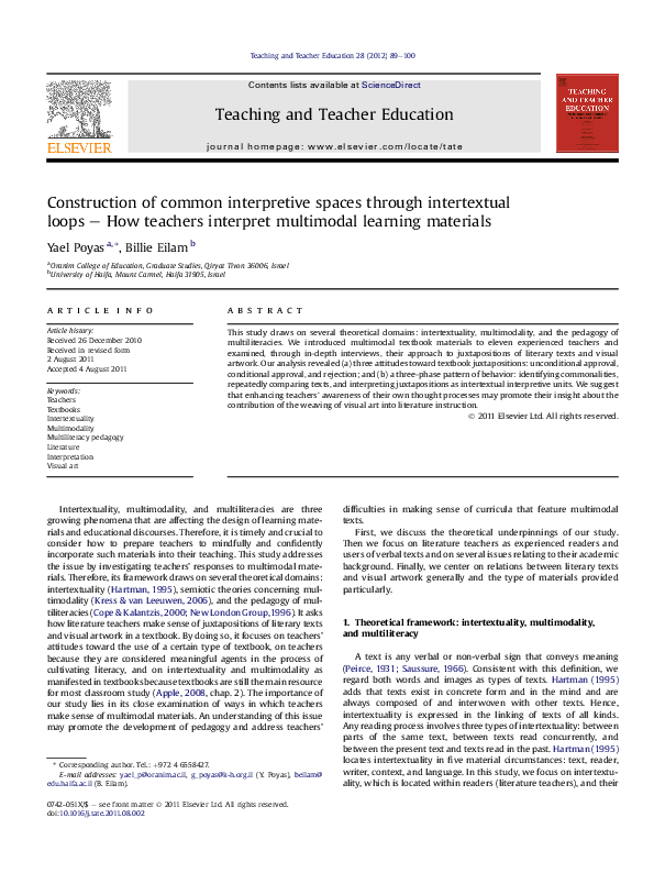 (PDF) Construction of common interpretive spaces through intertextual ...