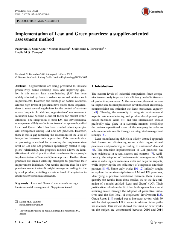 (PDF) Implementation of Lean and Green practices: a supplier-oriented ...
