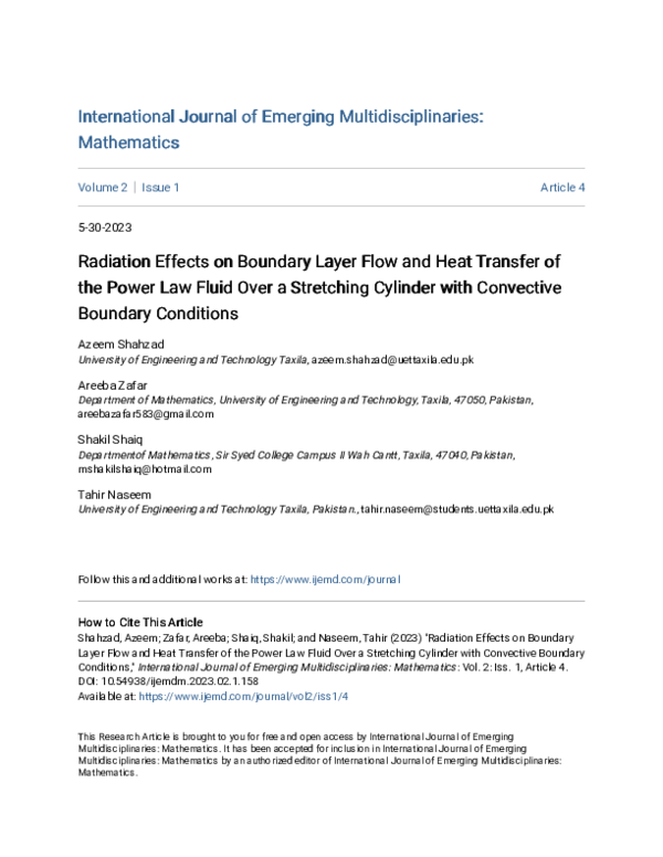 (PDF) Radiation Effects on Boundary Layer Flow and Heat Transfer of the ...