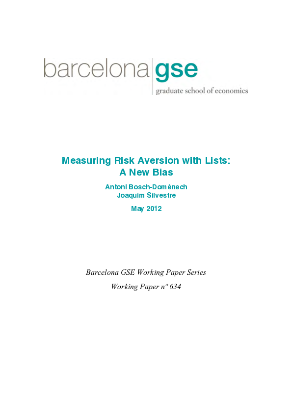 (PDF) Measuring risk aversion with lists: a new bias