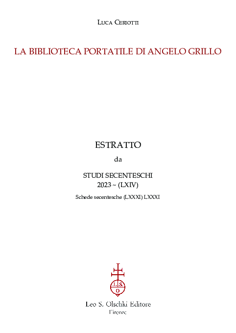 (PDF) La biblioteca portatile di Angelo Grillo