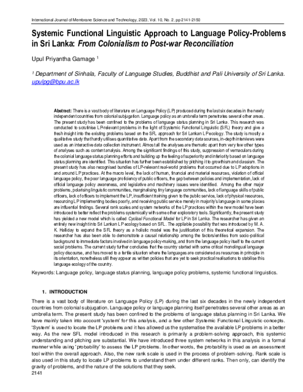 (PDF) Systemic Functional Linguistic Approach to Language Policy ...