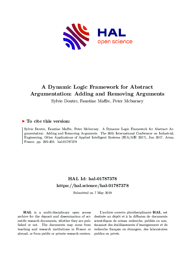 (PDF) A Dynamic Logic Framework for Abstract Argumentation: Adding and ...