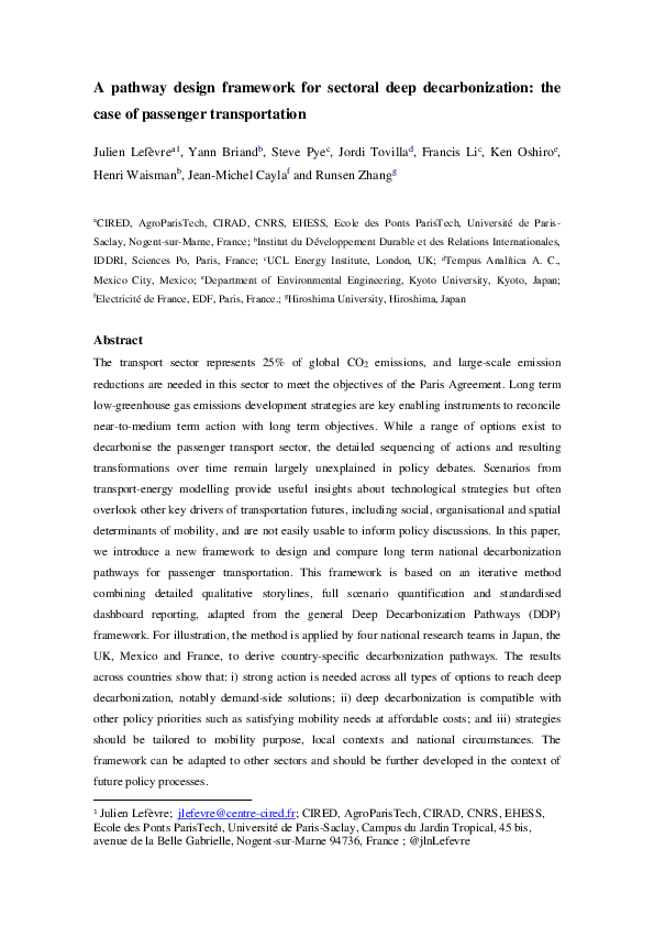 (PDF) A pathway design framework for sectoral deep decarbonization: the ...