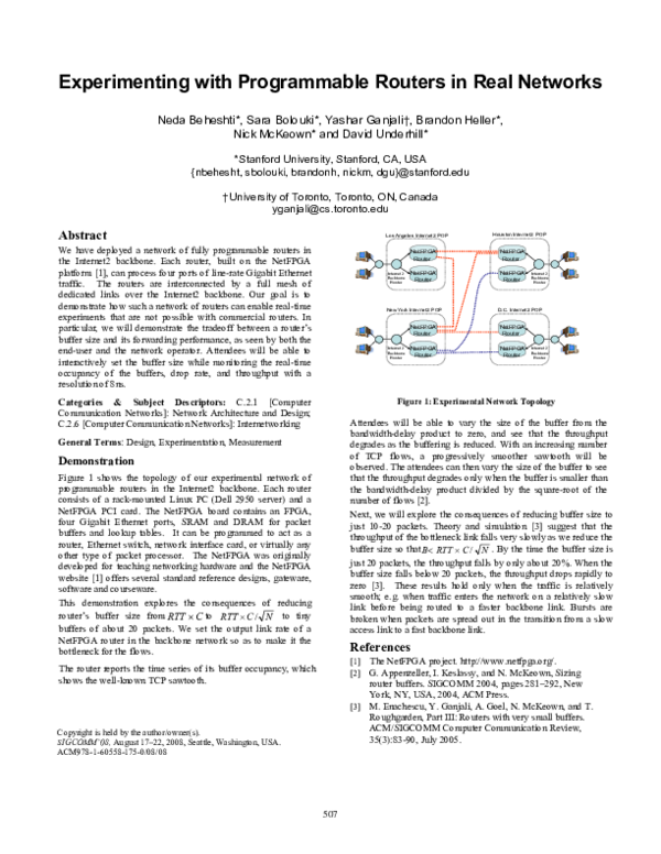 (PDF) Experimenting with Programmable Routers in Real Networks
