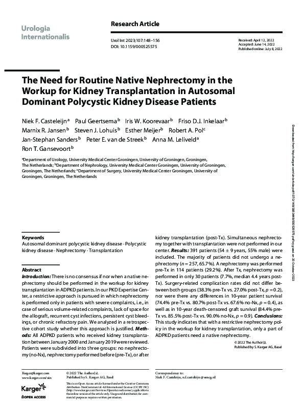 (PDF) The Need for Routine Native Nephrectomy in the Workup for Kidney ...