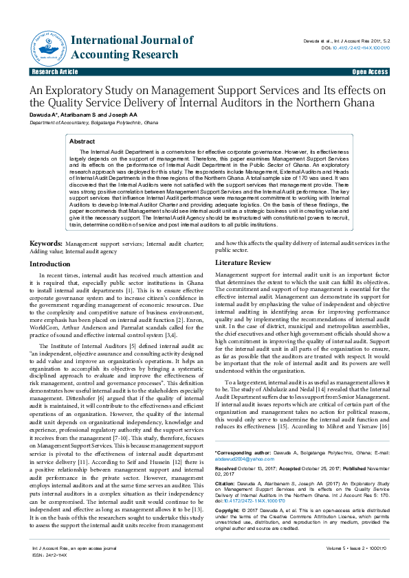(PDF) An Exploratory Study on Management Support Services and Its ...