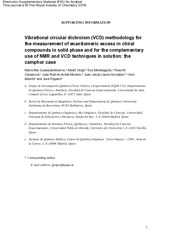 (PDF) A vibrational circular dichroism (VCD) methodology for the ...