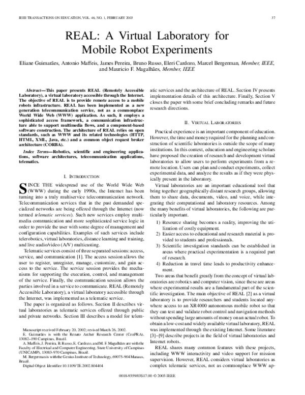(PDF) REAL: a virtual laboratory for mobile robot experiments