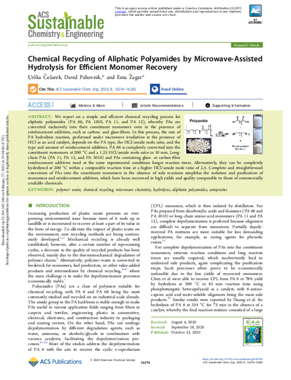 (PDF) Chemical Recycling of Aliphatic Polyamides by Microwave-Assisted ...