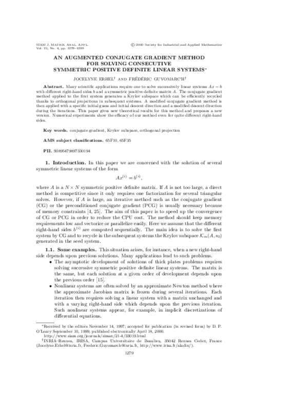 (PDF) An Augmented Conjugate Gradient Method for Solving Consecutive ...