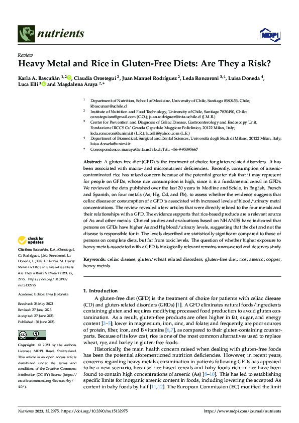 (PDF) Heavy Metal and Rice in Gluten-Free Diets: Are They a Risk?
