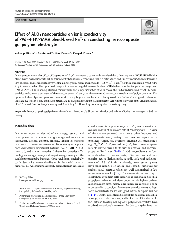 (PDF) Effect of Al2O3 nanoparticles on ionic conductivity of PVdF-HFP ...
