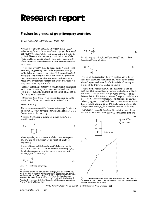 (PDF) Fracture toughness of graphite/epoxy laminates | L. Nicolais ...