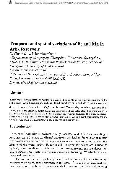 (PDF) Temporal and spatial variations of Fe and Mn in