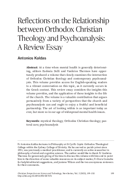 (PDF) Reflections on the Relationship between Orthodox Christian ...