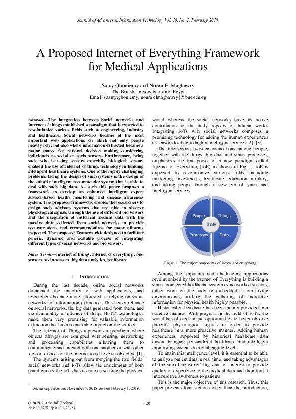 (PDF) A Proposed Internet of Everything Framework for Medical Applications
