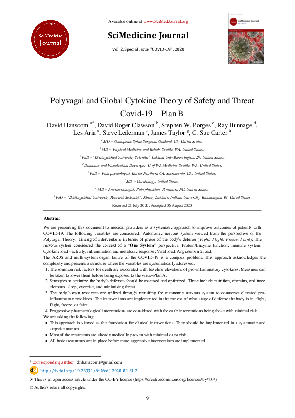 (PDF) Polyvagal and Global Cytokine Theory of Safety and Threat Covid ...