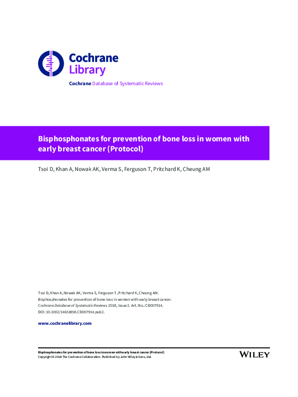 (PDF) Bisphosphonates for prevention of bone loss in women with early ...