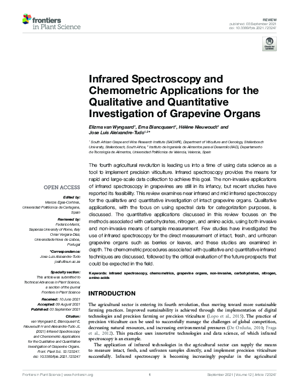 (PDF) Infrared Spectroscopy and Chemometric Applications for the ...