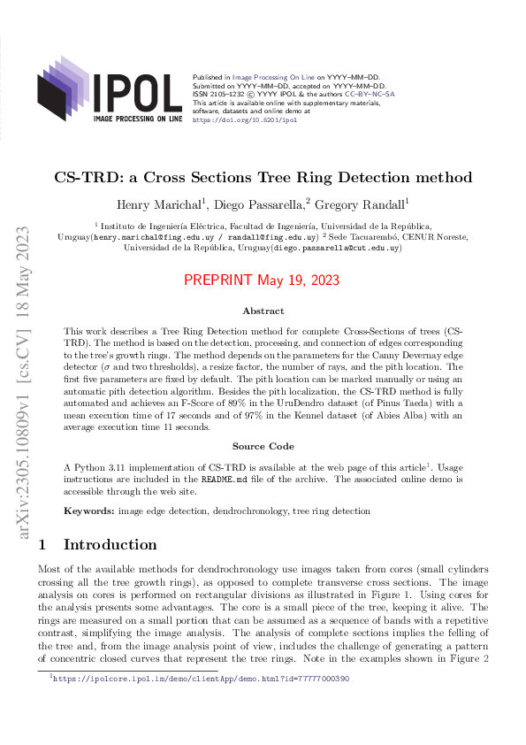 (PDF) CS-TRD: a Cross Sections Tree Ring Detection method