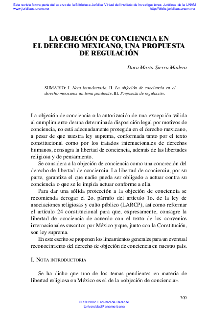 (PDF) La objeción de conciencia en el derecho mexicano, una propuesta ...