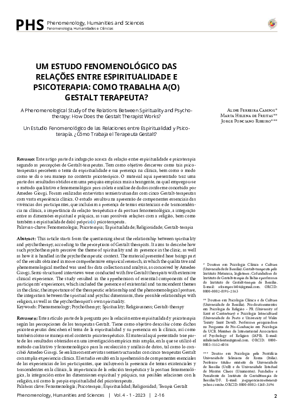 (PDF) PHS Phenomenology, Humanities and Sciences