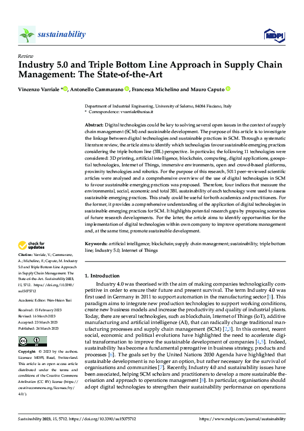 (PDF) Industry 5.0 and Triple Bottom Line Approach in Supply Chain ...