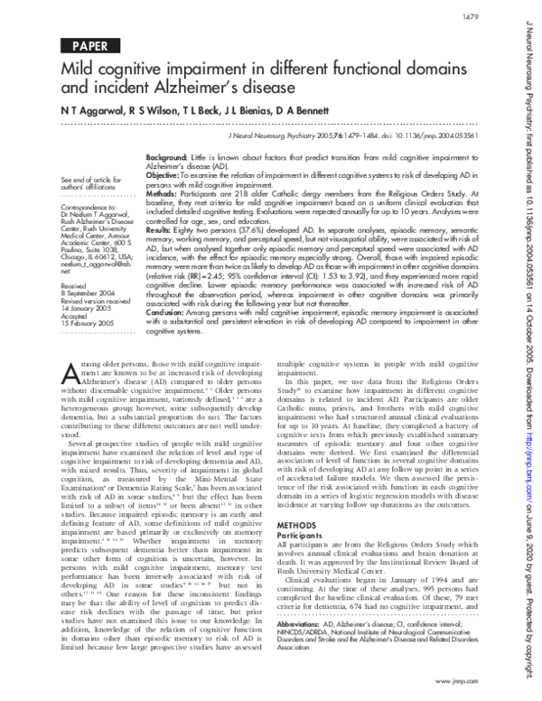 (PDF) Mild cognitive impairment in different functional domains and ...