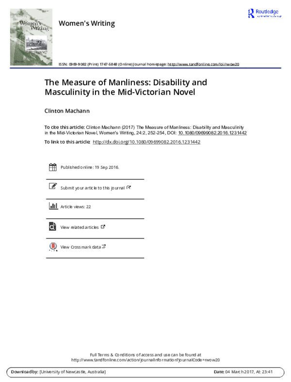 (PDF) The Measure of Manliness: Disability and Masculinity in the Mid ...