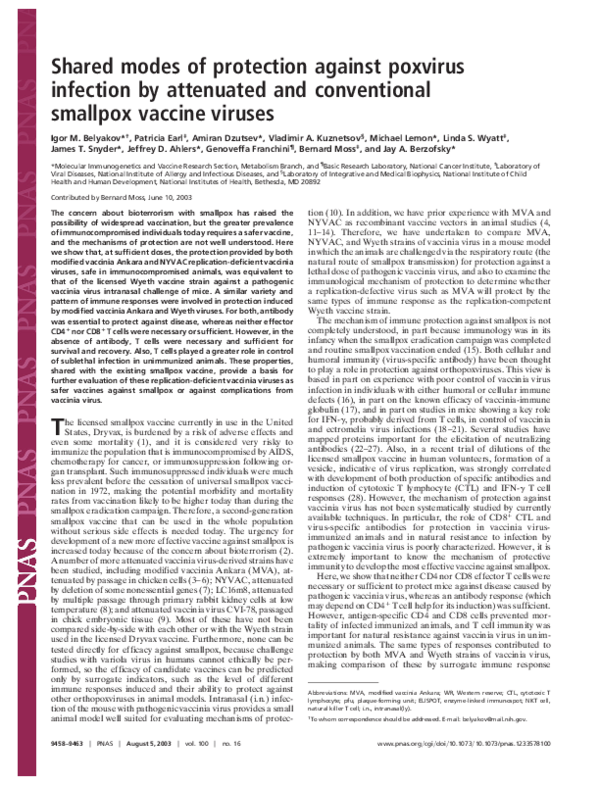 (PDF) Shared modes of protection against poxvirus infection by ...