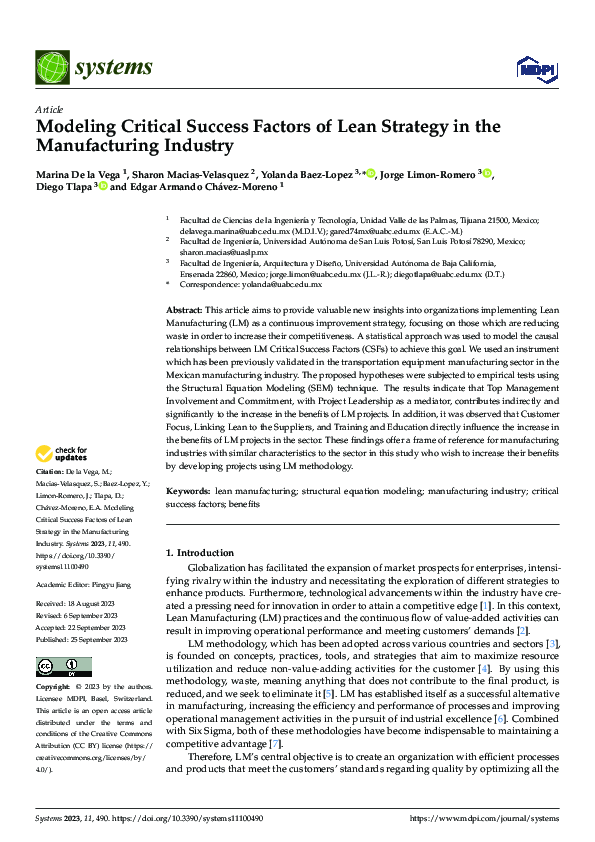 (PDF) Modeling Critical Success Factors of Lean Strategy in the ...