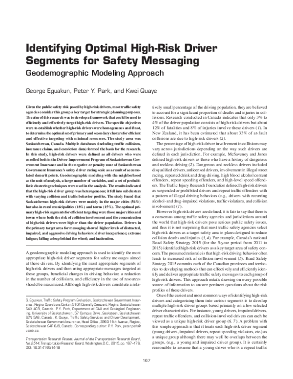 (PDF) Identifying Optimal High-Risk Driver Segments for Safety Messaging