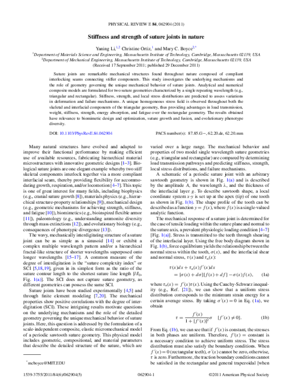 (PDF) Stiffness and strength of suture joints in nature