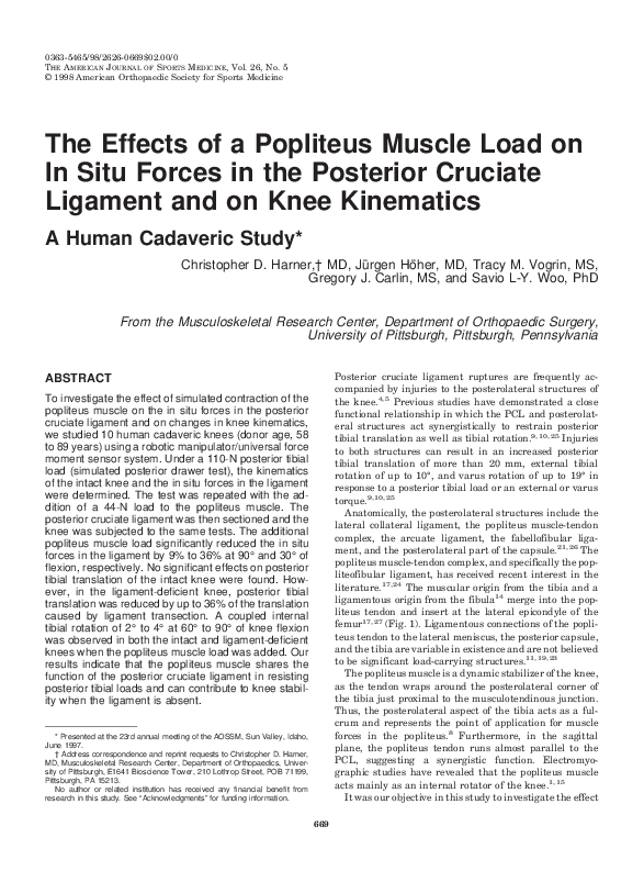 (PDF) The Effects of a Popliteus Muscle Load on In Situ Forces in the ...