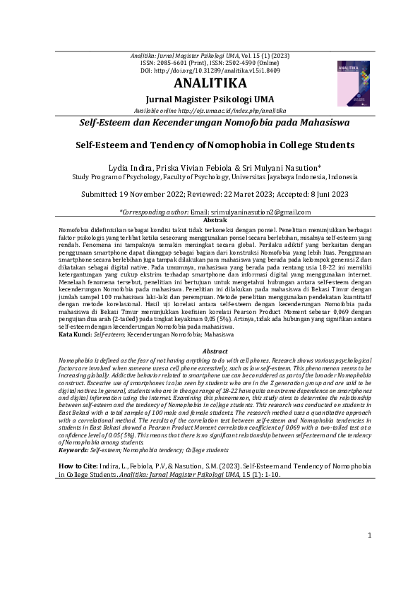 (PDF) Nomophobia and Self-Esteem: A Study of Migrant Students ...