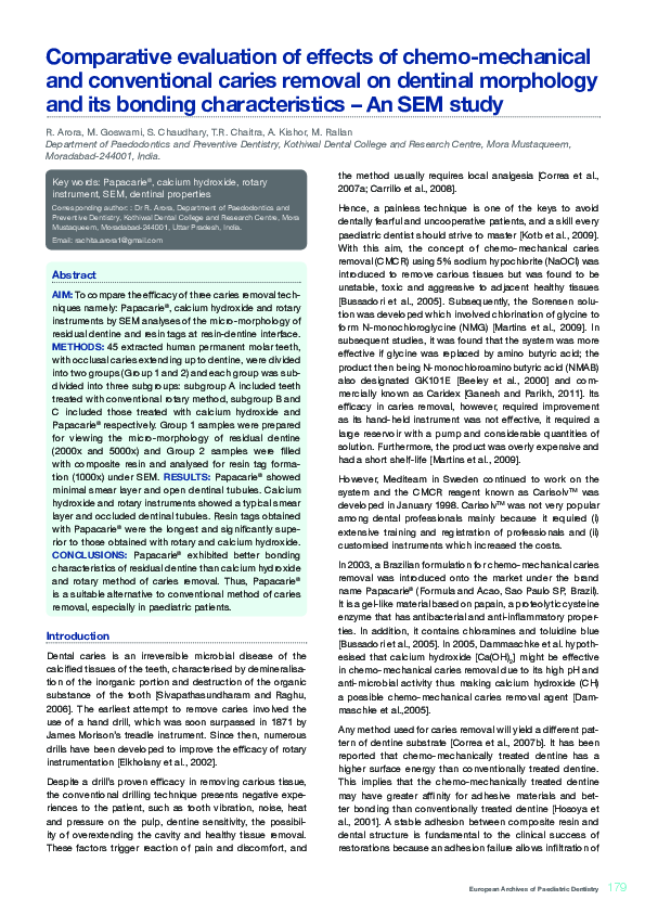(PDF) Comparative evaluation of effects of chemo-mechanical and ...