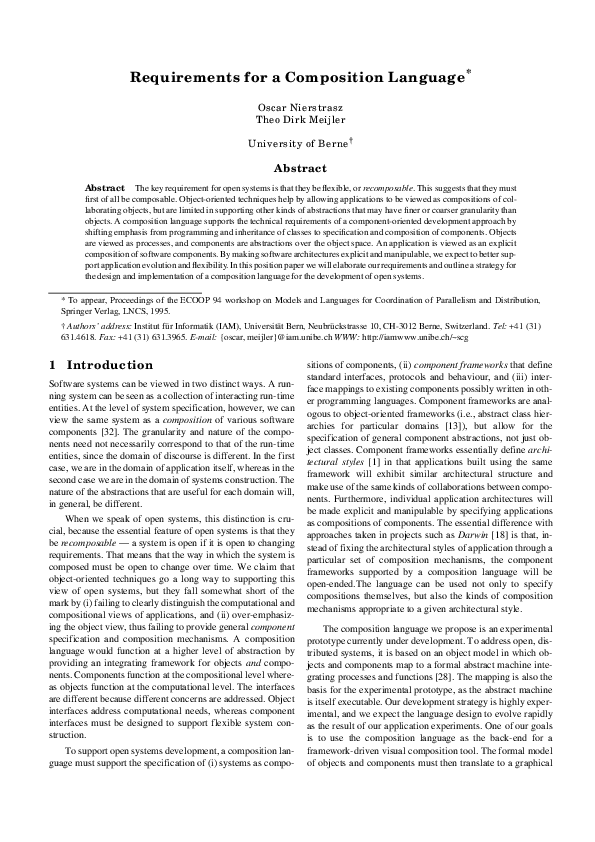 (PDF) Requirements for a composition language