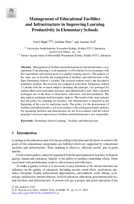 (PDF) Management of Educational Facilities and Infrastructure in ...