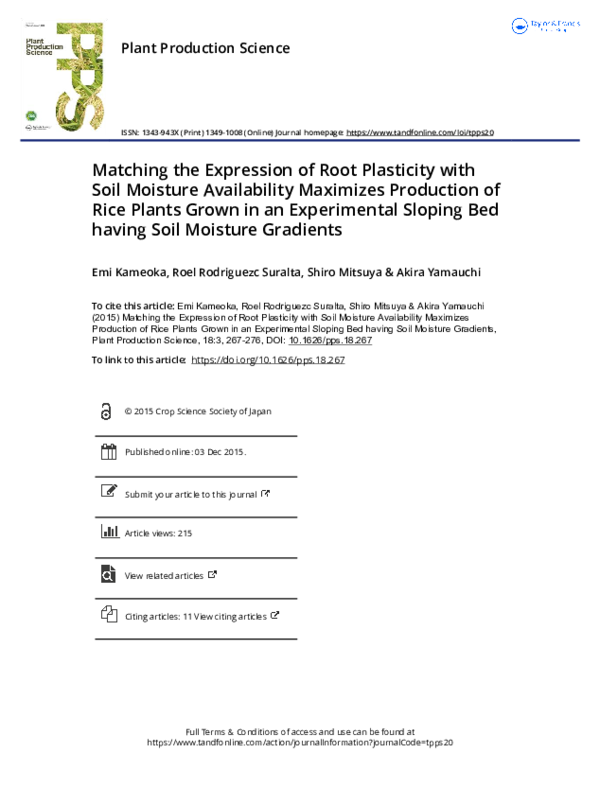 (PDF) Matching the Expression of Root Plasticity with Soil Moisture ...
