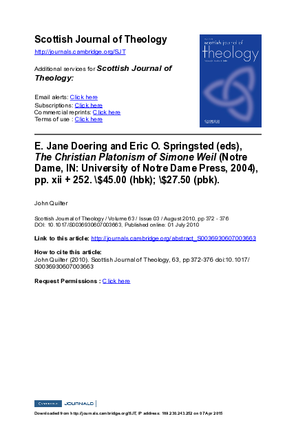 (PDF) E. Jane Doering and Eric O. Springsted (eds), The Christian ...