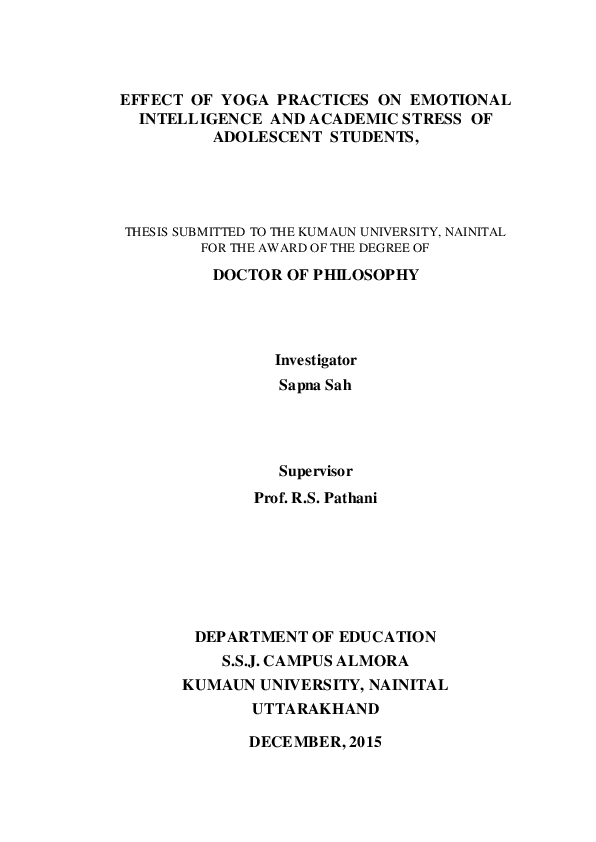 (PDF) Effect of Yoga Practices on Emotional Intelligence and Academic ...