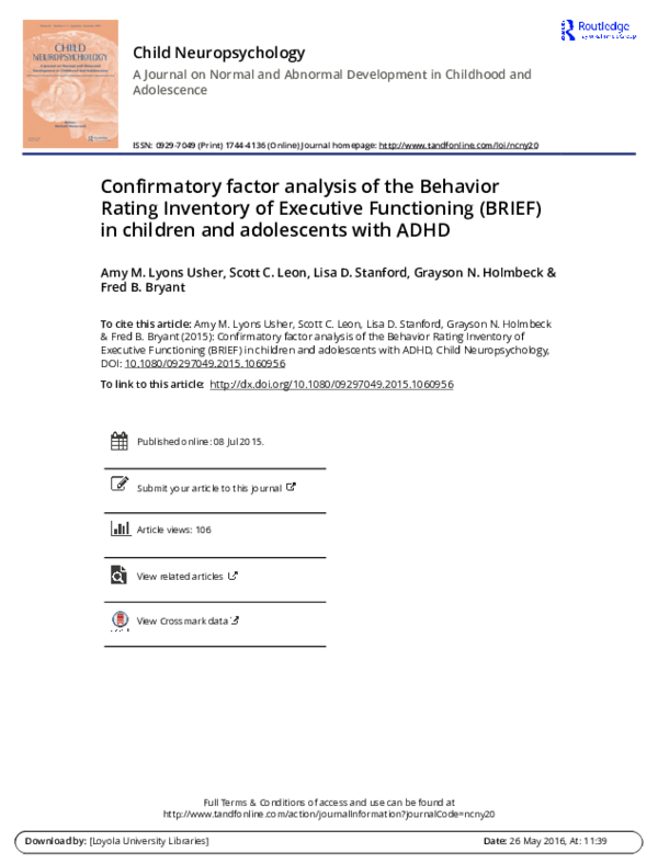 (PDF) Confirmatory factor analysis of the Behavior Rating Inventory of ...