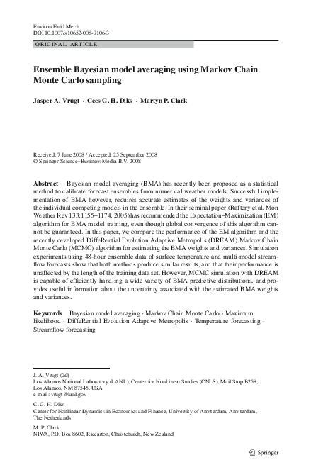 (PDF) Ensemble Bayesian model averaging using Markov Chain Monte Carlo ...