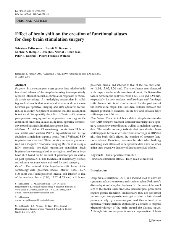 (PDF) Effect of brain shift on the creation of functional atlases for ...