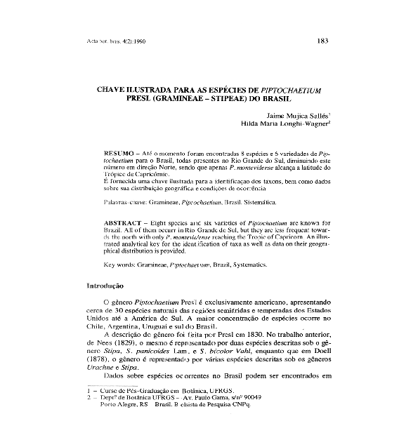 (PDF) Chave ilustrada para as espécies de Piptochaetium Presl ...