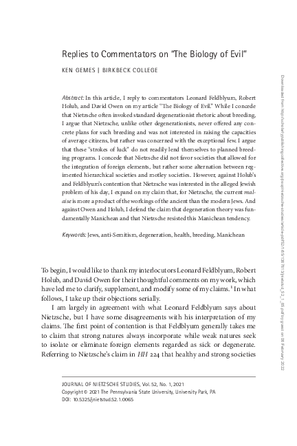 Replies to Commentators on “The Biology of Evil”